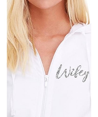 Bride to Be Bridal Shower Spa Day Jacket - Wifey Rose Gold Bride Zip Hoodie - Bridal Party Hoodies Wifey - Front (White - Sil...