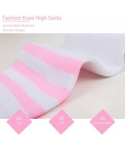 Women Girls 3 Striped Knee High Socks Novelty Casual Checkered Argyle Athletic Long Tube Socks Cute Knee Highs White $8.39 Ac...