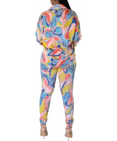 2 Piece Legging Pant Sets for Women Floral Print Long Sleeve Tracksuits Outfits Blue Pink-e $23.09 Activewear