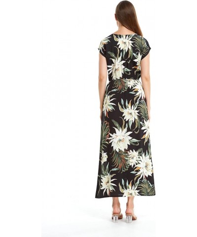 Matchable Couple Hawaiian Luau Shirt or Maxi Simple Dress in Wispy Cereus Black Women Women Wispy Cereus Black $18.80 Shirts