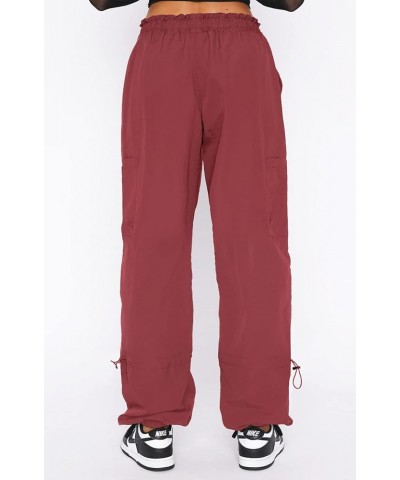 Parachute Pants for Women,Baggy Fit Cargo Pants with Pockets Brick Red $20.34 Pants