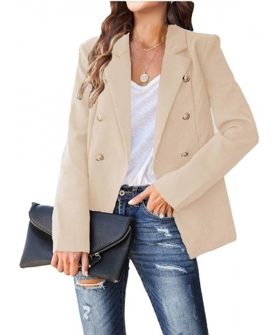 Womens Casual Blazers Jacket 2023 Fall Open Front Long Sleeve Work Office Blazer Lapel Button Suit Jacket with Pockets E-khak...