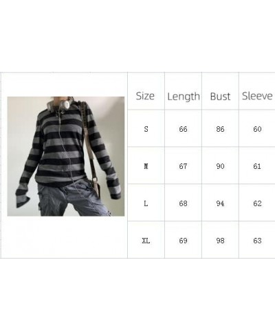 Women 90S E Girl Oversized Sweatshirt Y2k Fairy Grunge Long Sleeve Shirt Color Block Striped Pullover Tops Streetwear Black W...