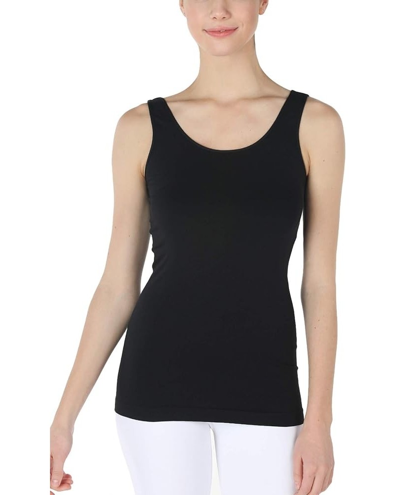 Women Seamless Premium Classic Tank Top, Made in U.S.A, One Size Black $25.19 Tanks