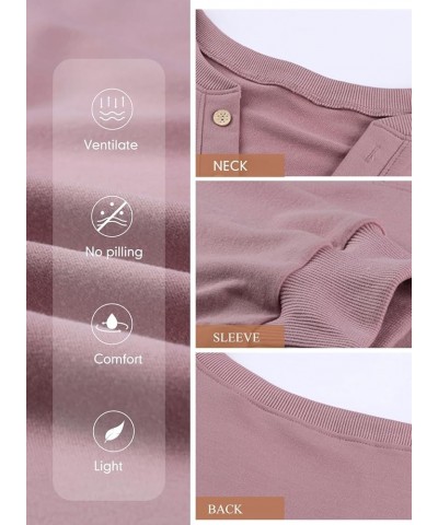 Sweatshirt for Women V Neck Button Down Casual Long Sleeve Shirts for Women Loose 2023 Purple Pink $15.59 Hoodies & Sweatshirts