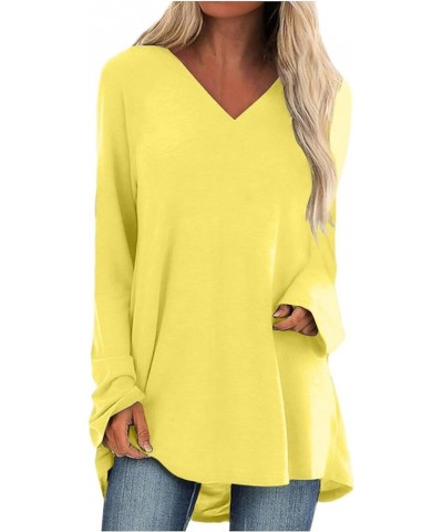 Fall Womens Fashion 2023 Long Sleeve Shirts for Women Plus Size Casual Going Out Tops Trendy Classic Graphic Tees 4-yellow $7...