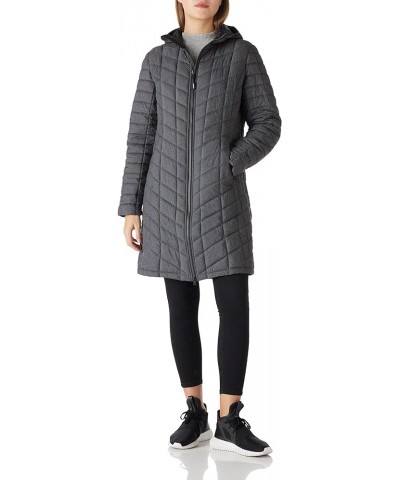 Women's Maryan Hooded Ultra Lightweight Warm Thermolite Long Puffer Coat Dark Grey-avg.36" Long Length $53.73 Jackets
