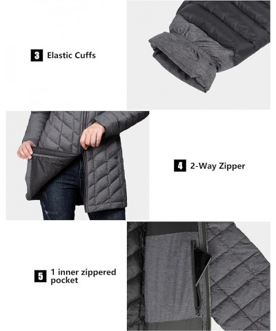 Women's Maryan Hooded Ultra Lightweight Warm Thermolite Long Puffer Coat Dark Grey-avg.36" Long Length $53.73 Jackets