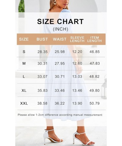 Women's Spring Dresses 2024 Puff Sleeve V Neck Swiss Dot High Waist Chiffon Dress Tiered Smocked Maxi Dresses Beige $21.14 Dr...