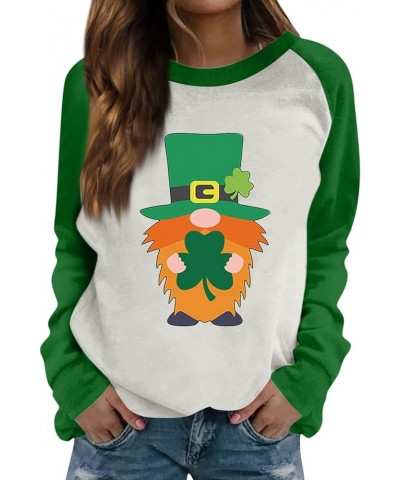St Patricks Day Womens Sweatshirt 2024 Causal Long Sleeve Crewneck Pullover Cute Four Leaf Clover Print Shirts I-light Green ...