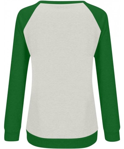 St Patricks Day Womens Sweatshirt 2024 Causal Long Sleeve Crewneck Pullover Cute Four Leaf Clover Print Shirts I-light Green ...