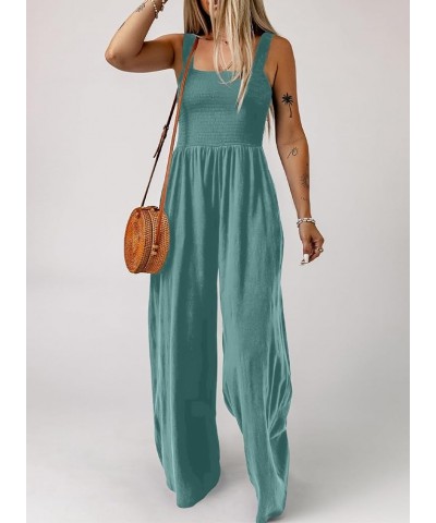 Women's Casual Loose Overalls Jumpsuits One Piece Sleeveless Wide Leg Long Pant Rompers With Pockets Moonlight Jade $17.42 Ju...