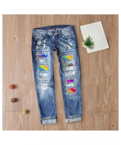 Halloween Jeans for Women G Print Ripped Stretch Cute Jeans Slim Fit Distressed Destroyed Halloween Loose Aa9-a $23.54 Jeans