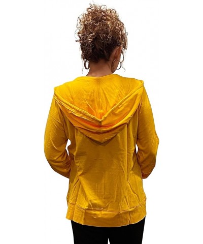 Women's Active Casual Thin Cotton Zip Up Hoodie Jacket Mustard $11.10 Hoodies & Sweatshirts