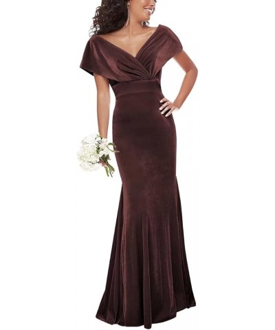 Velvet Prom Dresses Off Shoulder V Neck Bridesmaid Dresses Mermaid Evening Gowns for Women Party Prom Dresses 2024 Burgundy $...