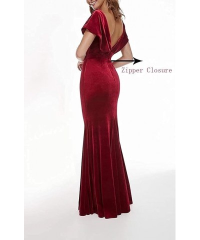 Velvet Prom Dresses Off Shoulder V Neck Bridesmaid Dresses Mermaid Evening Gowns for Women Party Prom Dresses 2024 Burgundy $...