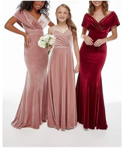 Velvet Prom Dresses Off Shoulder V Neck Bridesmaid Dresses Mermaid Evening Gowns for Women Party Prom Dresses 2024 Burgundy $...