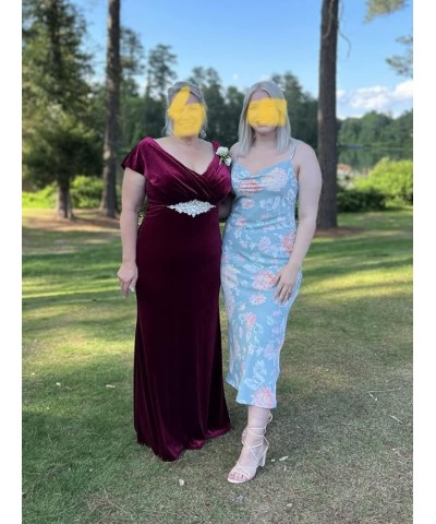 Velvet Prom Dresses Off Shoulder V Neck Bridesmaid Dresses Mermaid Evening Gowns for Women Party Prom Dresses 2024 Burgundy $...