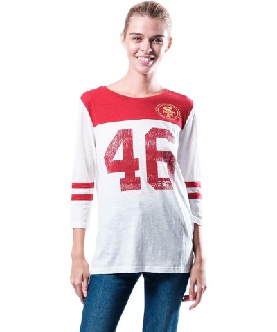 NFL Women's Super Soft Raglan Vintage Baseball T-Shirt San Francisco 49ers White $19.35 T-Shirts