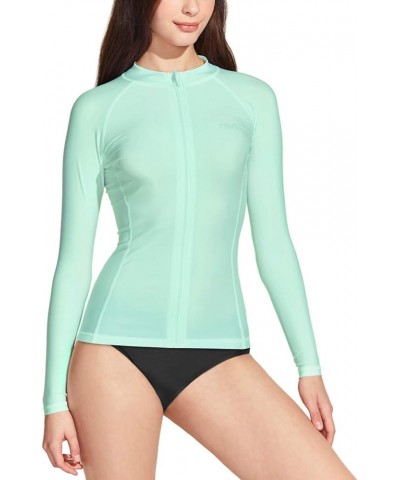 Women's UPF 50+ Zipper Rash Guard, Water Surfing Long Sleeve Swimsuit, UV/Sun Protection Swim Shirts Wetsuit Top Full Zip Ras...