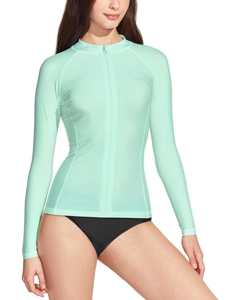 Women's UPF 50+ Zipper Rash Guard, Water Surfing Long Sleeve Swimsuit, UV/Sun Protection Swim Shirts Wetsuit Top Full Zip Ras...