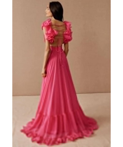 Chiffon Ruffle Prom Dresses Long for Women A Line Bridesmaid Dresses Tiered Backless Formal Evening Gowns Desert Rose $38.71 ...