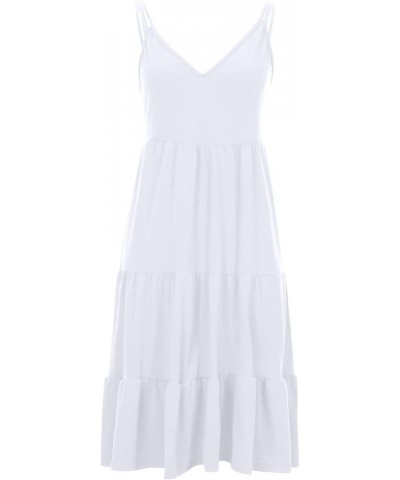 Womens Summer Dresses 2024 Sleeveless Casual Beach Flowy Sundress Plus Size Scoop Neck Tiered Swing Pleat Midi Dress A02-whit...