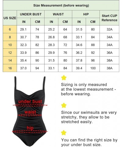 Womens Retro One Piece Swimsuit Tummy Control Slimming Bathing Suit Ruched Swimwear(Size 6-24w) Molded Cups-black $18.59 Swim...