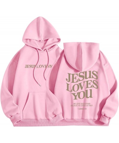Trust In The Lord Christian Graphic Hoodies Trendy Shape Printed Outfit with Pocket Oversize Fall Winter Fashion 2024 06-pink...