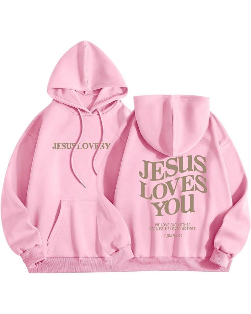 Trust In The Lord Christian Graphic Hoodies Trendy Shape Printed Outfit with Pocket Oversize Fall Winter Fashion 2024 06-pink...