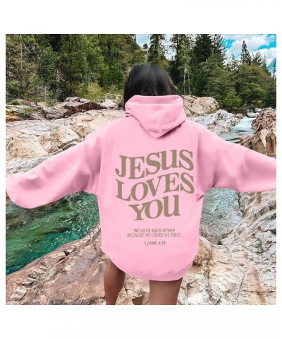 Trust In The Lord Christian Graphic Hoodies Trendy Shape Printed Outfit with Pocket Oversize Fall Winter Fashion 2024 06-pink...