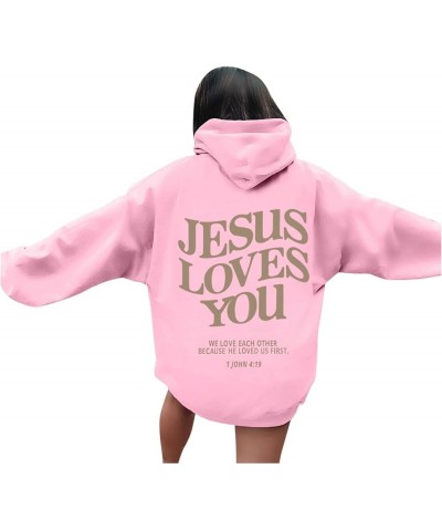 Trust In The Lord Christian Graphic Hoodies Trendy Shape Printed Outfit with Pocket Oversize Fall Winter Fashion 2024 06-pink...