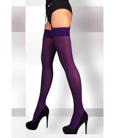 Women's Thigh High Stockings for Garter Belts Thigh High Tights 40 Denier Nylons Violet $12.00 Socks