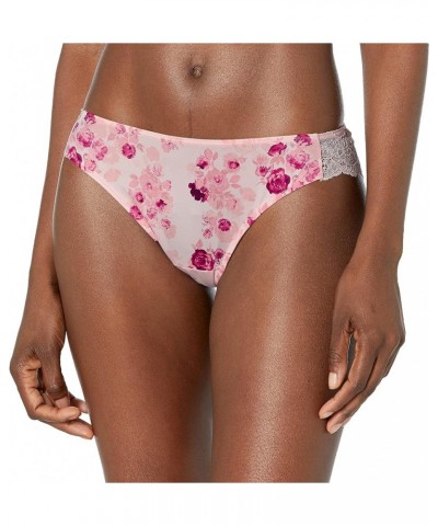 Women's Comfort Devotion- Lace Back Tanga Panty Dahlia Pink Bouquet Print/Sheer Pale Pink $8.07 Lingerie
