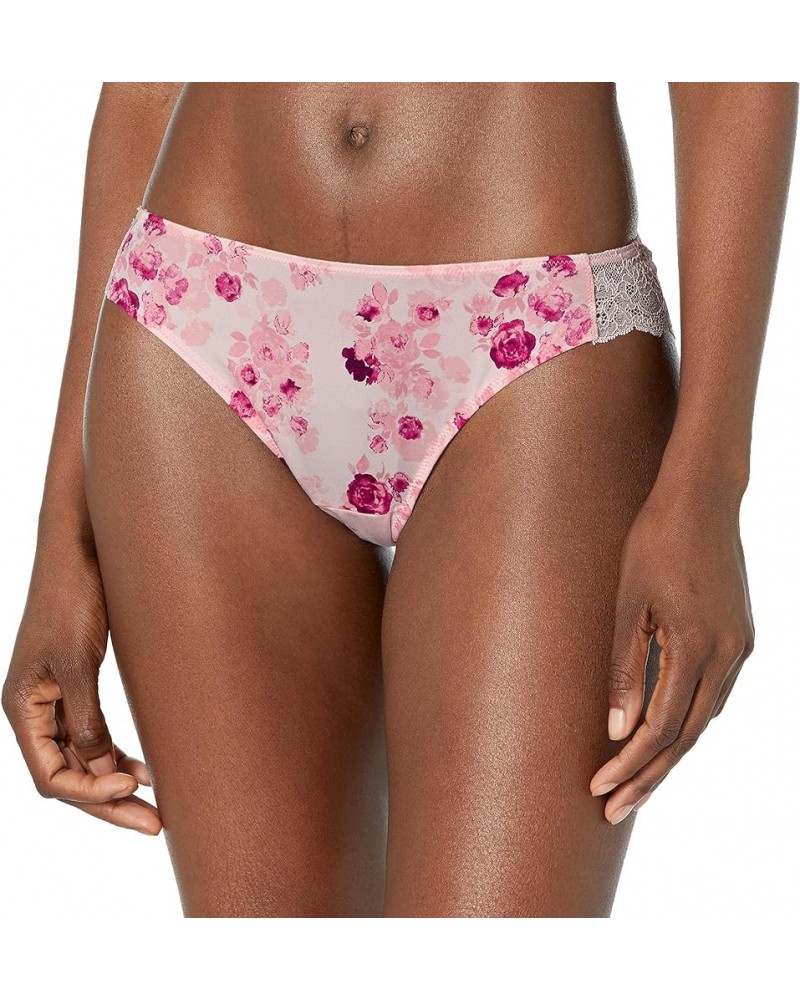 Women's Comfort Devotion- Lace Back Tanga Panty Dahlia Pink Bouquet Print/Sheer Pale Pink $8.07 Lingerie