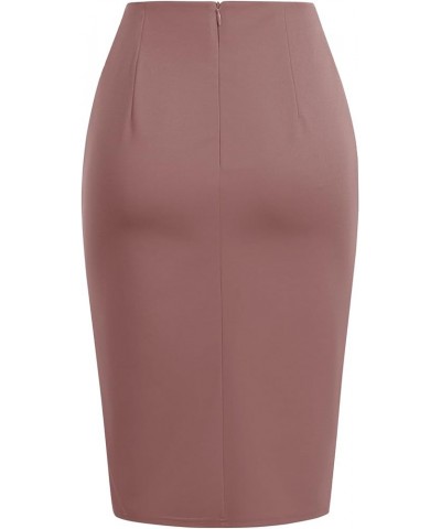 Wear to Work Pencil Skirts for Women Elastic High Waist Ruched Wrap Split Slit Bodycon Midi Skirt Coral Pink $20.99 Skirts