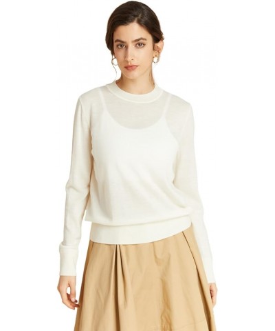 Women's 100% Merino Wool Crewneck Sweater, Long Sleeve Pullover, Tops for Women, Gifts Ready Ivory $37.79 Sweaters