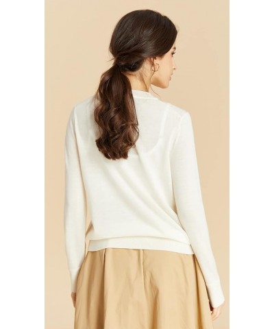 Women's 100% Merino Wool Crewneck Sweater, Long Sleeve Pullover, Tops for Women, Gifts Ready Ivory $37.79 Sweaters