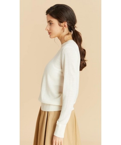 Women's 100% Merino Wool Crewneck Sweater, Long Sleeve Pullover, Tops for Women, Gifts Ready Ivory $37.79 Sweaters