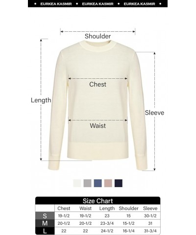 Women's 100% Merino Wool Crewneck Sweater, Long Sleeve Pullover, Tops for Women, Gifts Ready Ivory $37.79 Sweaters