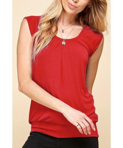 Women's Scoop Neck Short Sleeve Solid/Print/Dip-Dye Sweetheart Top S-3XL Plus Size Wt1054_red $13.54 Sweaters