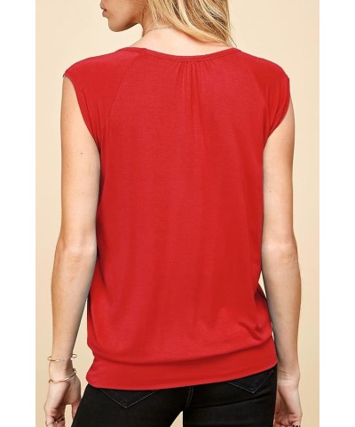 Women's Scoop Neck Short Sleeve Solid/Print/Dip-Dye Sweetheart Top S-3XL Plus Size Wt1054_red $13.54 Sweaters