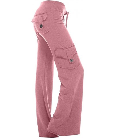 Womens Cargo Pants High Waisted Casual Pant Baggy Stretchy Wide Leg Jogger Sweatpants Y2k Trousers with Pockets 09-pink $7.07...