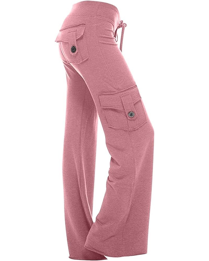 Womens Cargo Pants High Waisted Casual Pant Baggy Stretchy Wide Leg Jogger Sweatpants Y2k Trousers with Pockets 09-pink $7.07...