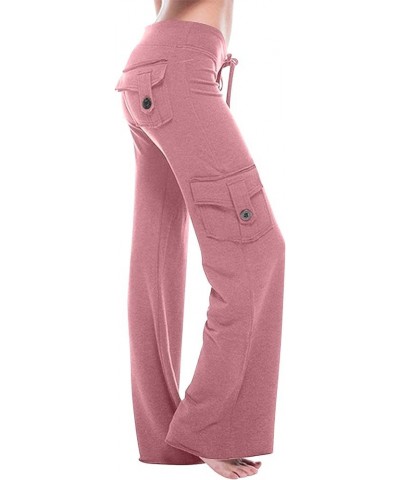 Womens Cargo Pants High Waisted Casual Pant Baggy Stretchy Wide Leg Jogger Sweatpants Y2k Trousers with Pockets 09-pink $7.07...