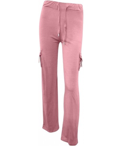 Womens Cargo Pants High Waisted Casual Pant Baggy Stretchy Wide Leg Jogger Sweatpants Y2k Trousers with Pockets 09-pink $7.07...