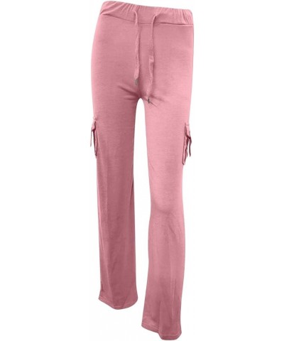 Womens Cargo Pants High Waisted Casual Pant Baggy Stretchy Wide Leg Jogger Sweatpants Y2k Trousers with Pockets 09-pink $7.07...