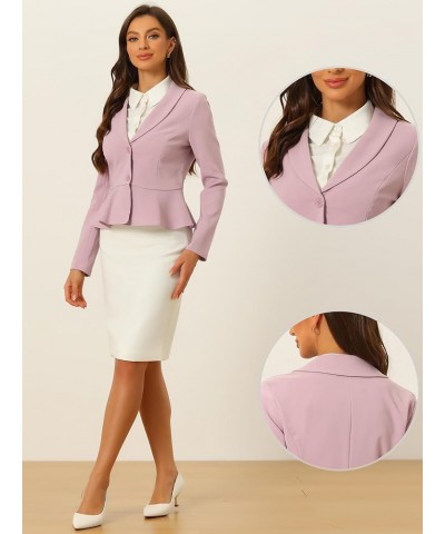 Work Short Blazer for Women's Lapel Collar Long Sleeve Ruffle Casual Office Jacket Pink $21.00 Blazers