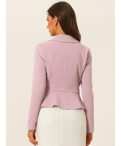 Work Short Blazer for Women's Lapel Collar Long Sleeve Ruffle Casual Office Jacket Pink $21.00 Blazers