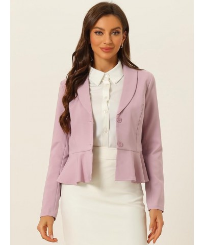 Work Short Blazer for Women's Lapel Collar Long Sleeve Ruffle Casual Office Jacket Pink $21.00 Blazers